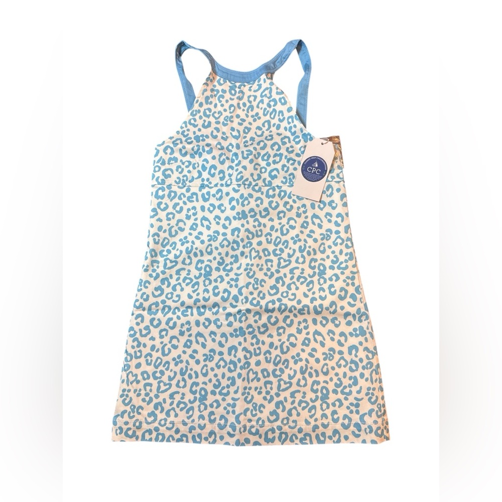 Classic Prep Childrenswear Heather Dress Blue‎ White Leopard Dot Girls 10 NWT